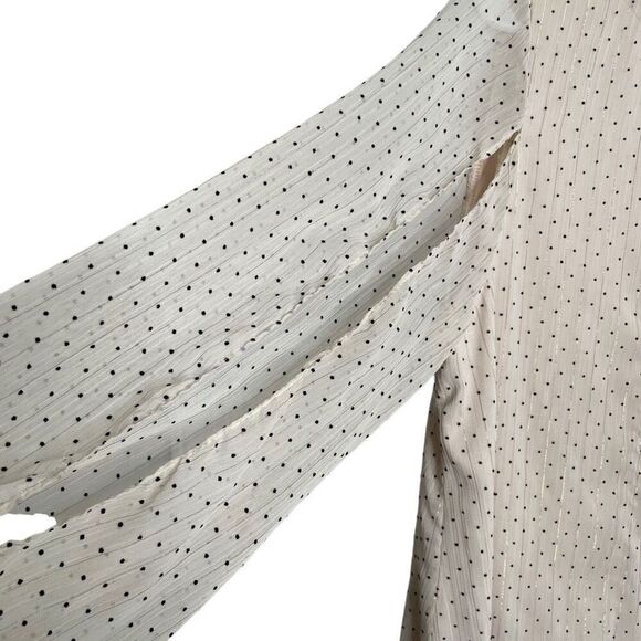 Waverly Grey Womens Split Sleeve Blouse L Beige Black Swiss Dot Layered Business - Picture 6 of 7